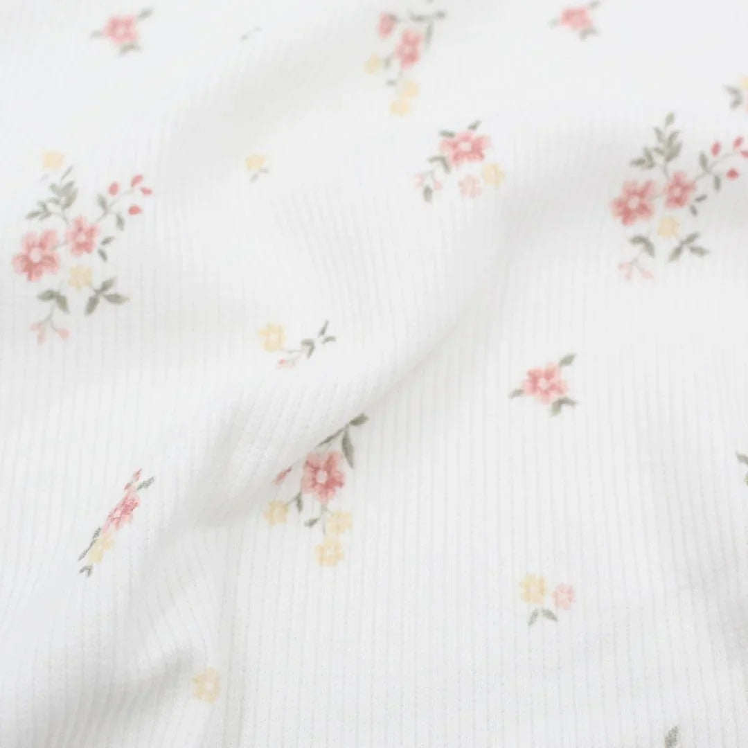 Rippenjersey Blumen Ecru - Stofftime
