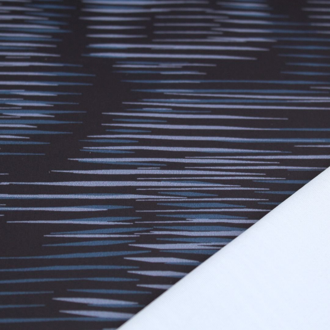 Sport und Badeanzugstoff Gradient Wellen | Jeansblau - Stofftime