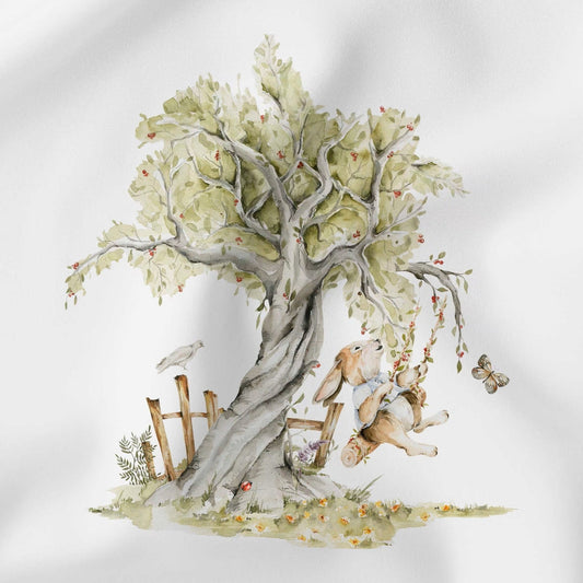 Stoffpanel aus Baumwolle Hase im Wald ca. 38x38 cm - Stofftime