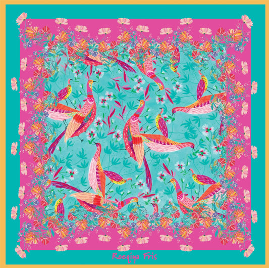 Stoffpanel Viskose Birds | Fuchsia - Stofftime