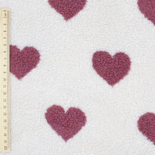 Teddyplüsch Bouclé | Herzen - Stofftime