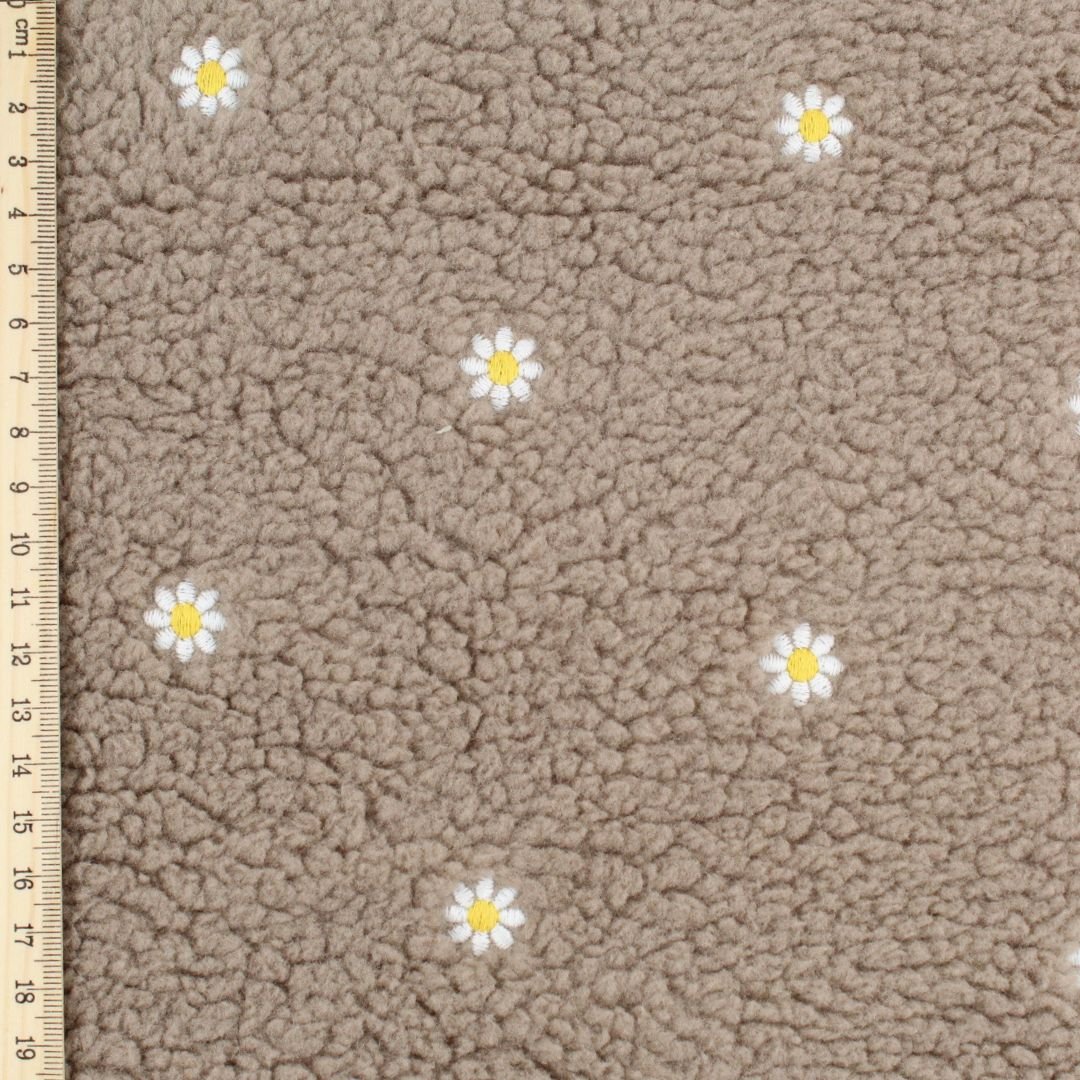 Teddyplüsch Bouclé | Kleine gestickte Blumen - Stofftime