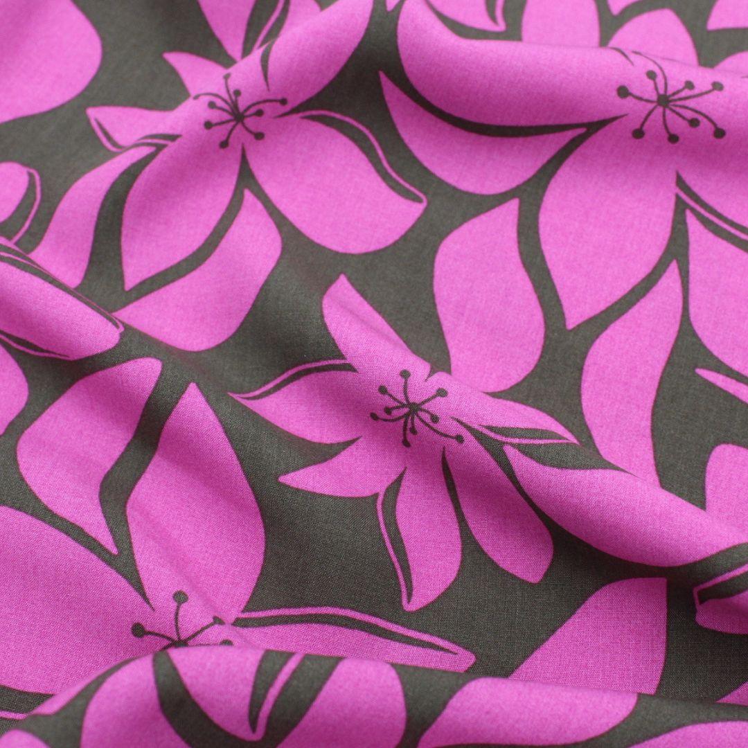 Viskose Stoff Rosa Blumen - Stofftime