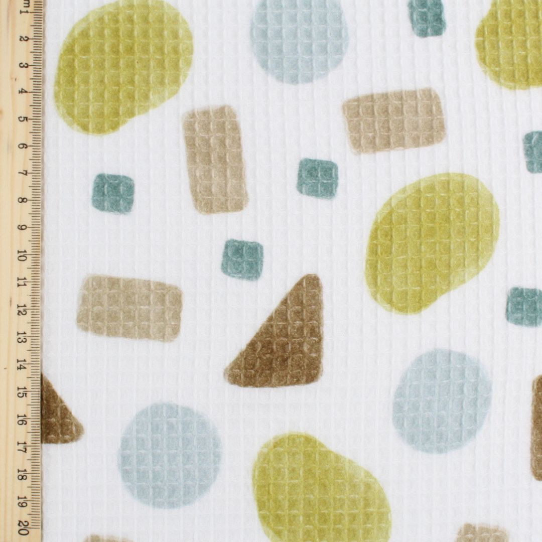 Waffelstoff geometrische Figuren | Gelb - Stofftime