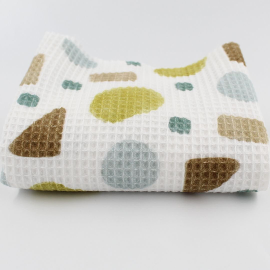 Waffelstoff geometrische Figuren | Gelb - Stofftime