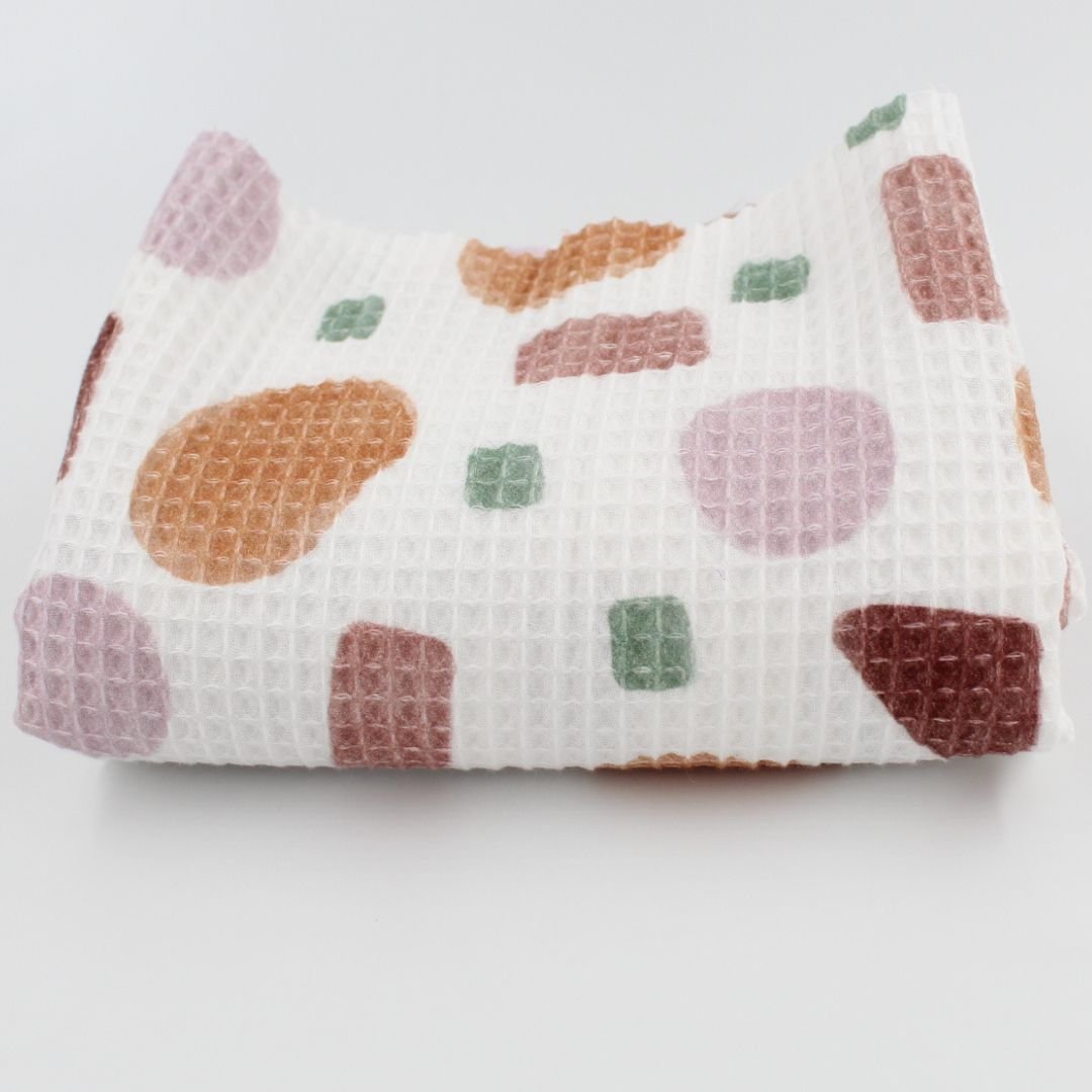 Waffelstoff geometrische Figuren | Rosa - Stofftime