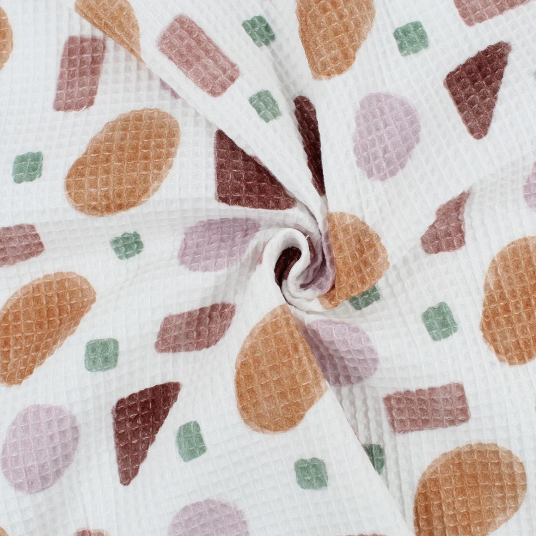Waffelstoff geometrische Figuren | Rosa - Stofftime