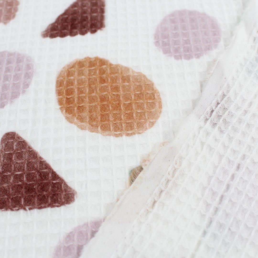 Waffelstoff geometrische Figuren | Rosa - Stofftime