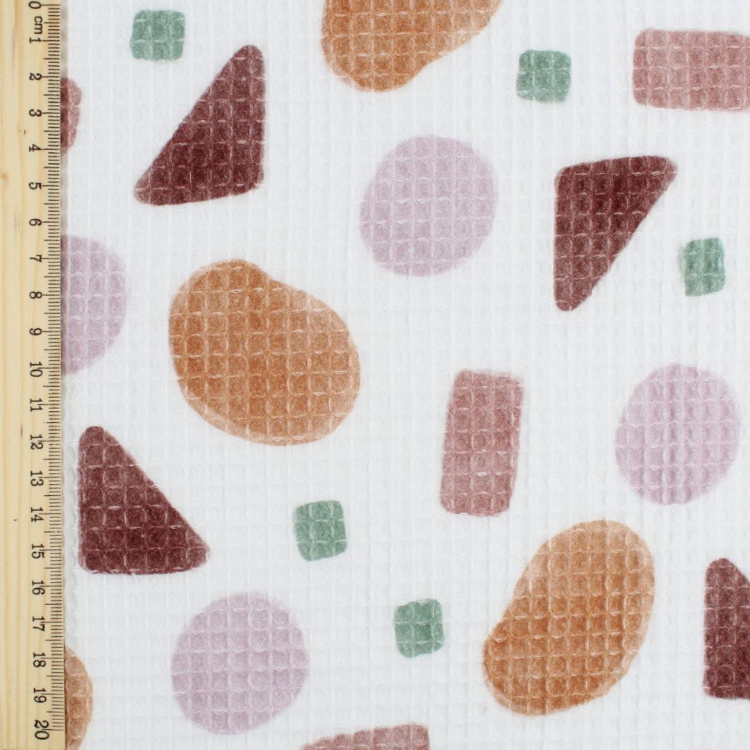 Waffelstoff geometrische Figuren | Rosa - Stofftime