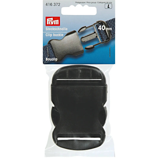 Prym Steckschnalle aus Kunststoff, 40 mm in Schwarz, ideal für vielseitige Befestigungen in Rucksäcken, Tragegurten und DIY-Projekten. Originalverpackung