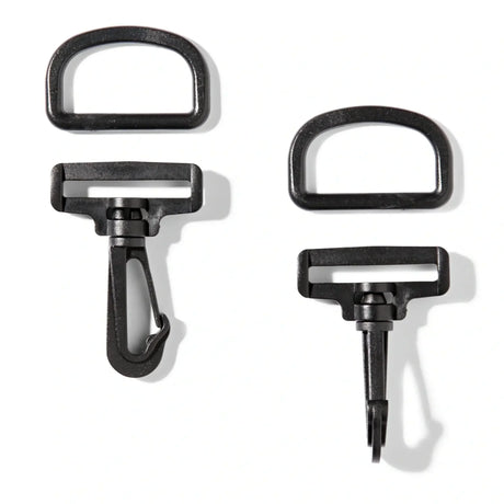 Prym Karabinerhaken Set mit 4 schwarzen Kunststoffhaken, 40 mm, ideal für vielseitige Befestigungen in Taschen, Rucksäcken und DIY-Projekten.