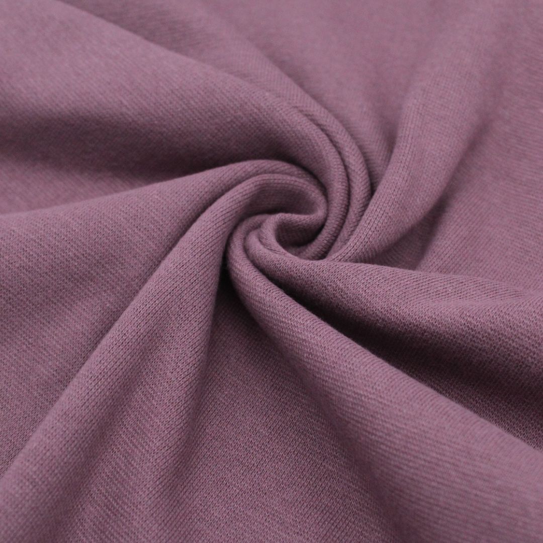 Weicher und Elastischer Bündchenstoff in Mauve | Nahaufnahme