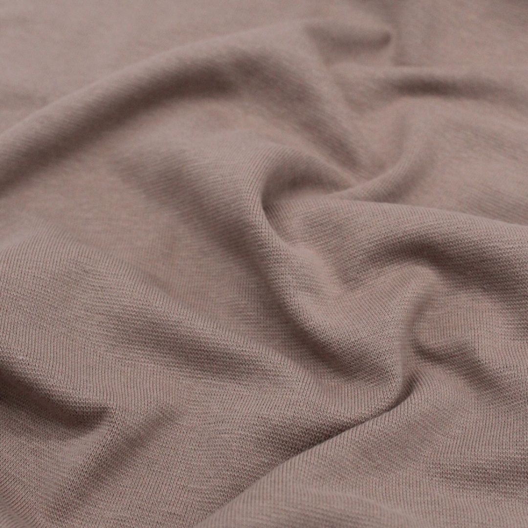 Bündchenstoff in Taupe – Elastisch, weich und langlebig, perfekt für Nähprojekte wie Pumphosen, Strampler und Pullover.