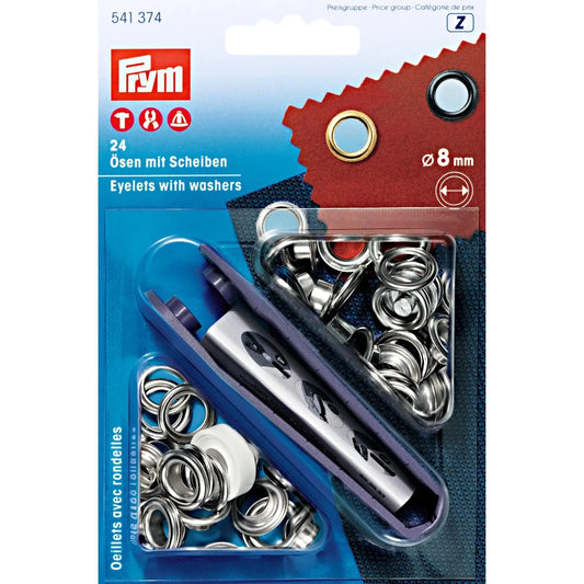 Prym Ösen mit Scheiben 8 mm silber – Produktübersicht
