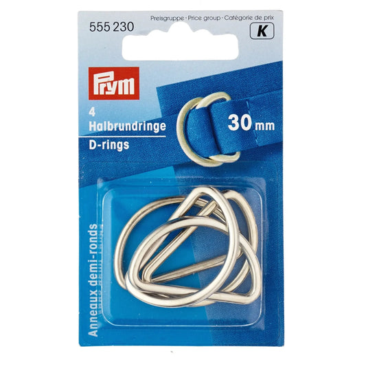 Prym Halbrundringe 30 mm aus robustem Material, ideal für vielseitige Befestigungen in Taschen, Gürteln und Kreativprojekten.