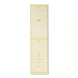 Omnigrid Universal-Lineal (15x60 cm) mit gelb/schwarzem Rasterdruck, perfekt für präzises Zuschneiden und Markieren auf verschiedenen Stoffen.