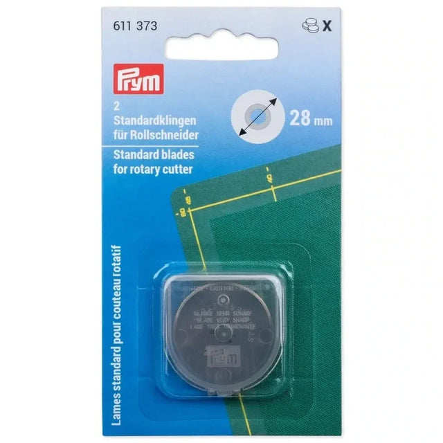 Ersatzklinge für Rollschneider, Mini, 28 mm in der Kunststoffbox, zeigt die Klinge in ihrer sicheren Verpackung.