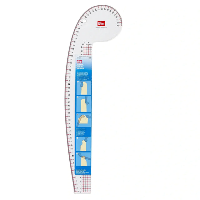 Kurvenlineal von Prym in transparentem Kunststoff, 52,5 cm x 16 cm, für präzise Rundungen und Kurven beim Nähen.