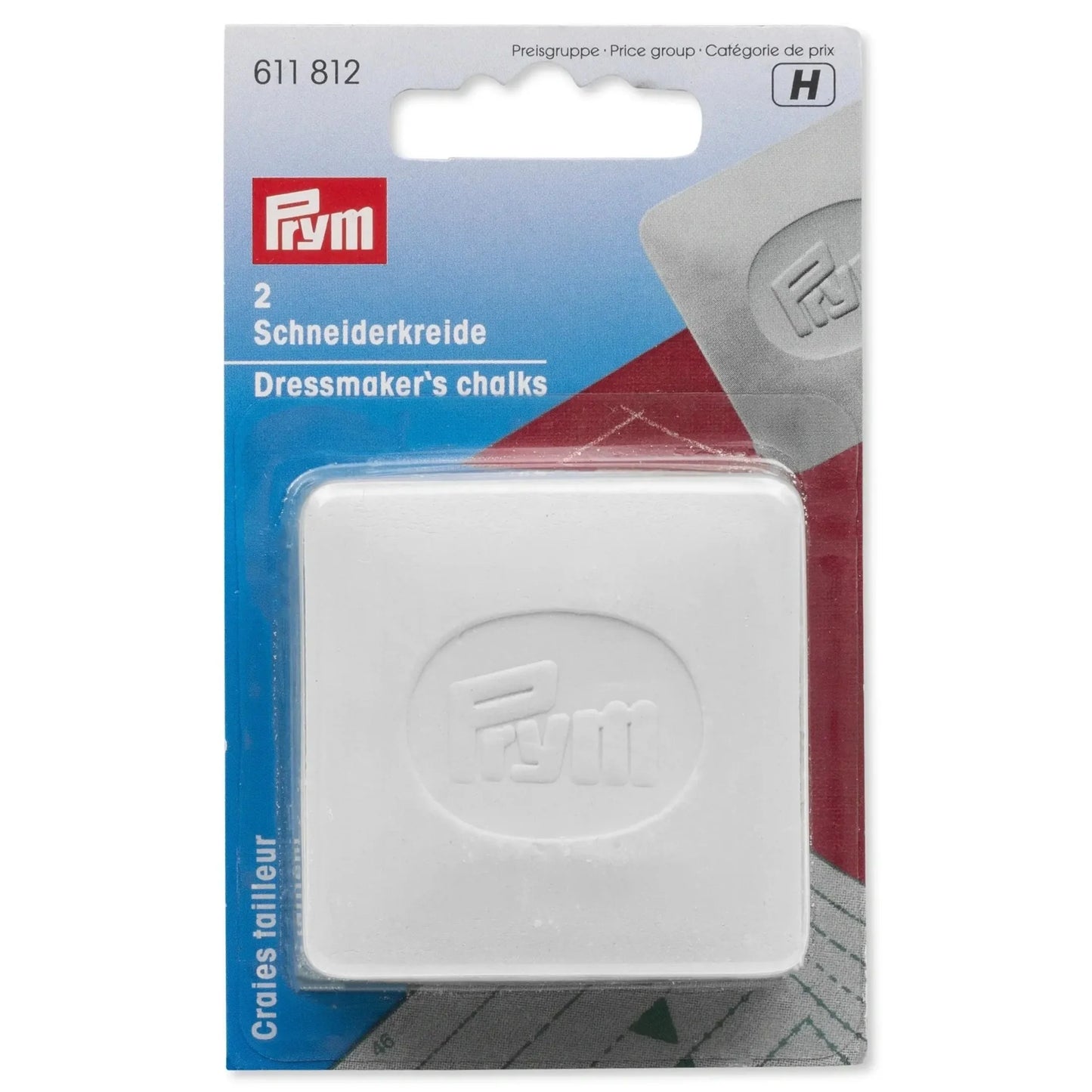 Prym Schneiderkreide-Platten im 2er-Set in Weiß, 50 mm x 50 mm, ideal zum Markieren und Anzeichnen auf verschiedenen Stoffen, leicht zu entfernen.