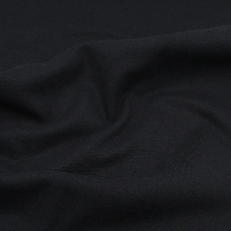 Bündchenstoff in Schwarz – Elastisch, weich und langlebig, perfekt für Nähprojekte wie Pumphosen, Strampler und Pullover.