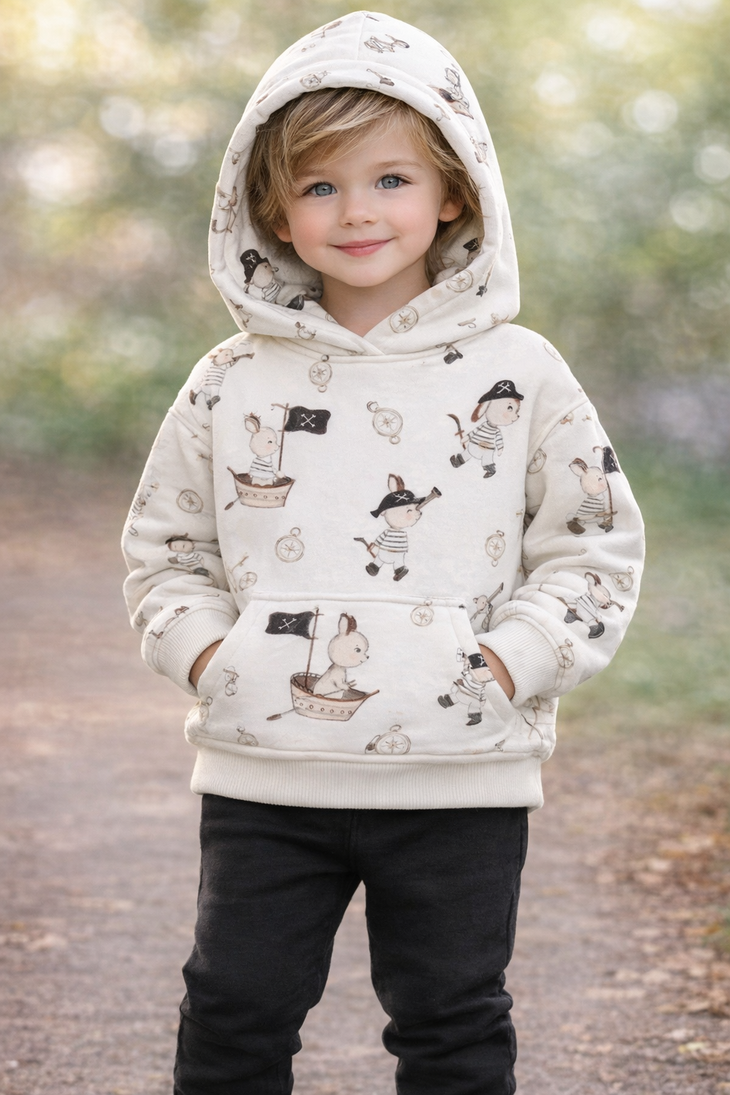 Nähidee aus French terry Sommersweat mit Häschen Piraten, Bild erstellt mit KI