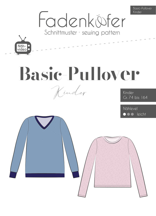 Basic Pullover Schnittmuster für Kinder 