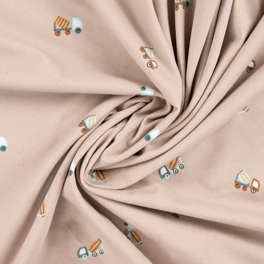 Baumwolljersey Baustellenfahrzeuge | Sand