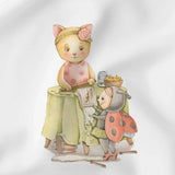 Baumwollpanel mit Katze und Marienkäfer in der Küche – Ideal für kreative Nähideen und fröhliche Küchen-Dekorationen.