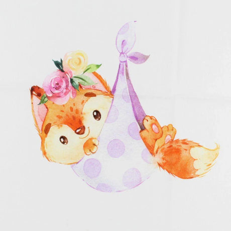 Baumwollpanel 35x40 cm mit zauberhaftem Fuchs-Motiv, umgeben von Blumen. Perfekt für kreative Nähprojekte wie Kissenbezüge, Dekoration oder Accessoires