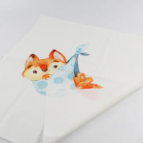Baumwollpanel mit kleinem Fuchs-Motiv, ideal für Babys und Kleinkinder. Perfekt für Kissenbezüge, Patchworkdecken oder andere kreative Nähprojekte.