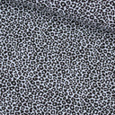 Detailansicht Baumwollpopeline Mini-Leopard Blau – feiner Animalprint auf glattem Baumwollstoff