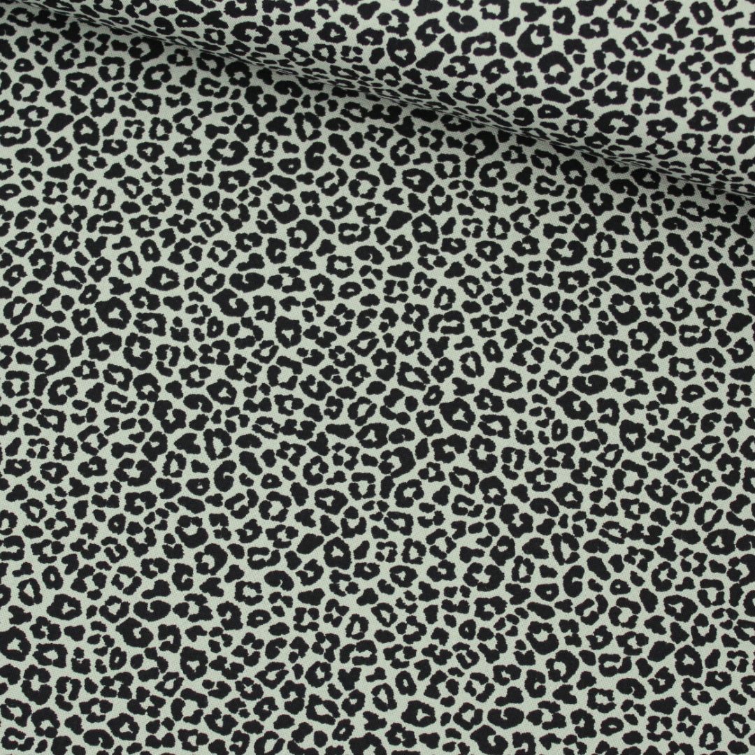 Baumwollpopeline Mini-Leopard Khaki – glatter Baumwollstoff mit Muster
