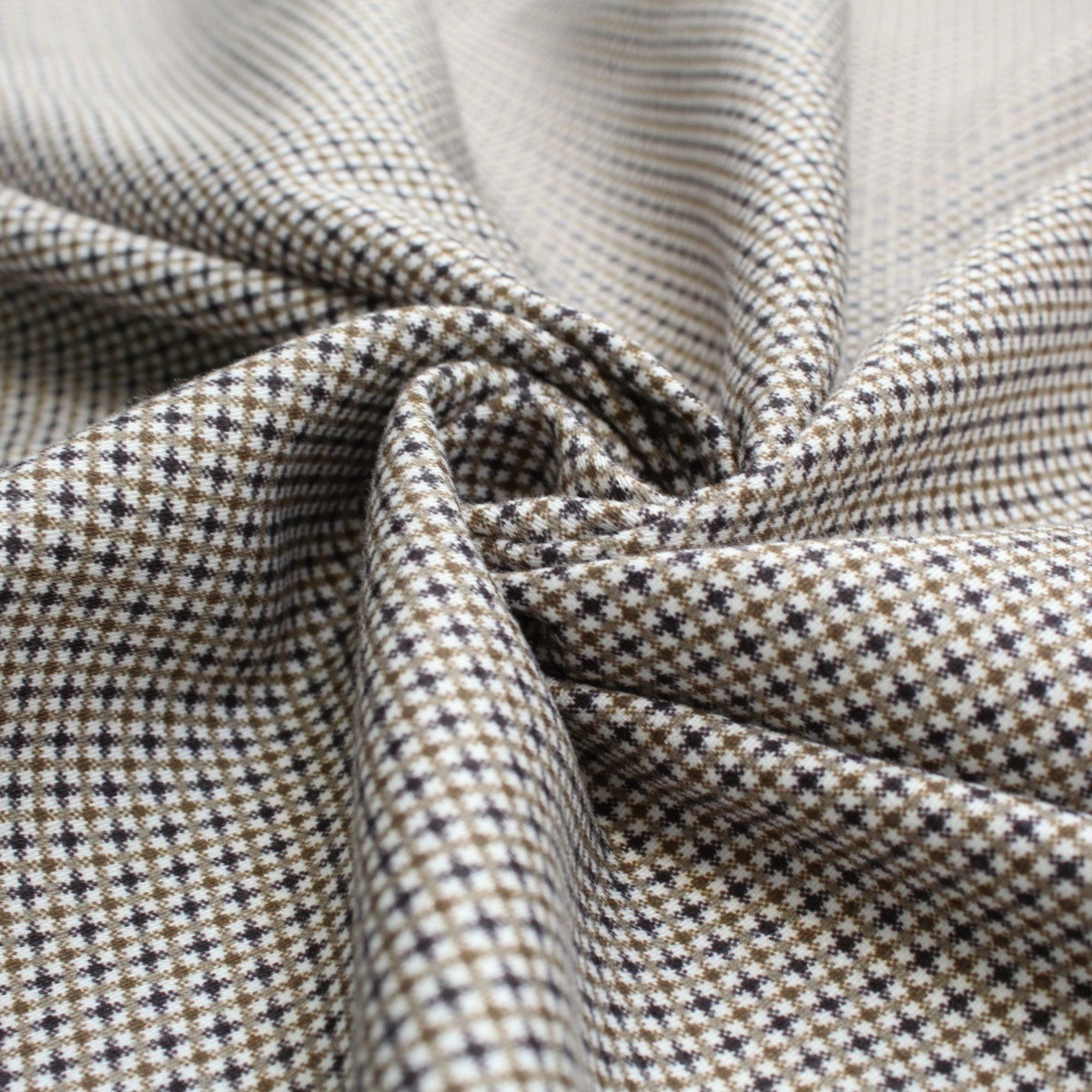 Baumwollsatin mit feinem Karomuster Beige