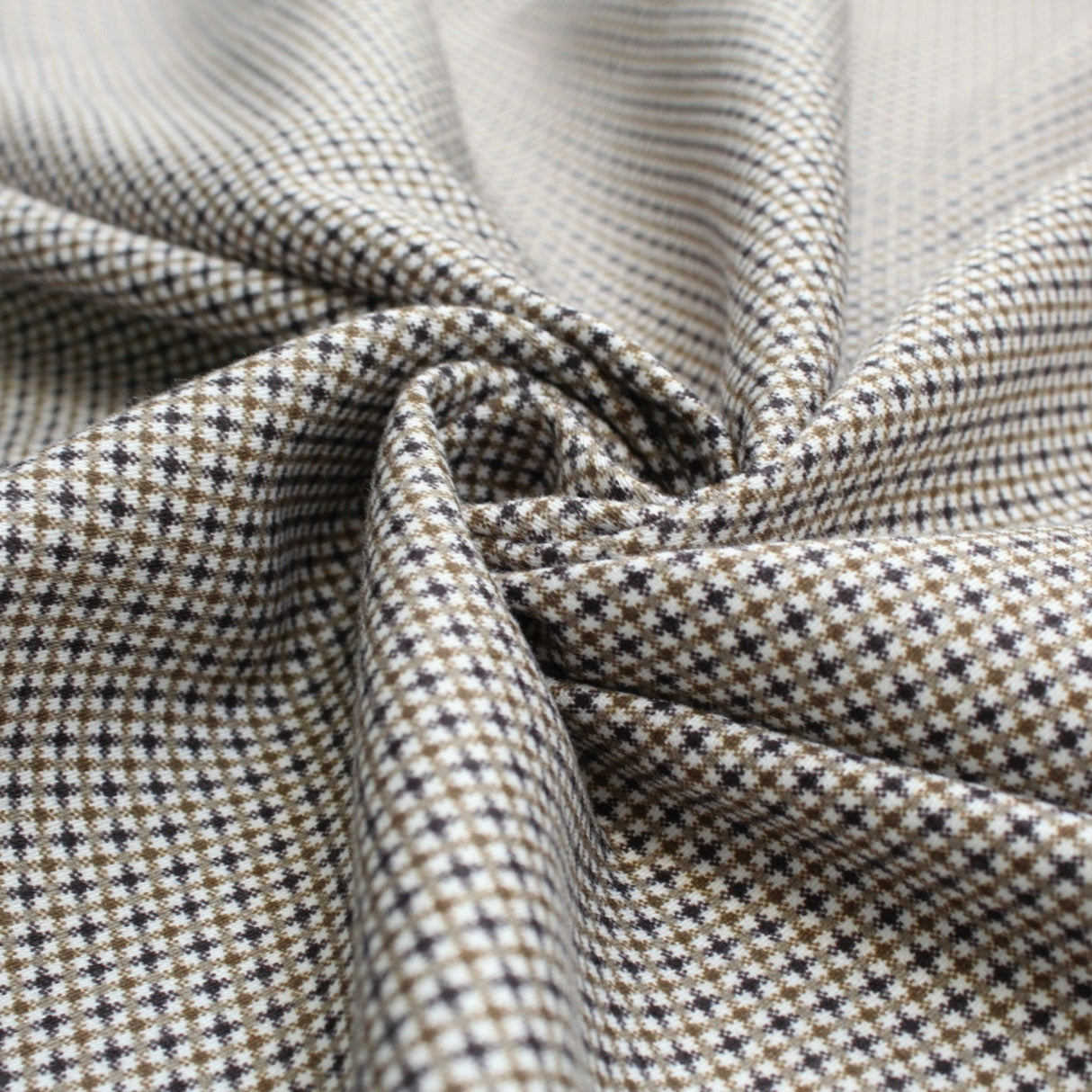Baumwollsatin mit feinem Karomuster – Beige