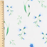 Baumwollstoff blaue Kornblumen auf Ecru | Mustergröße