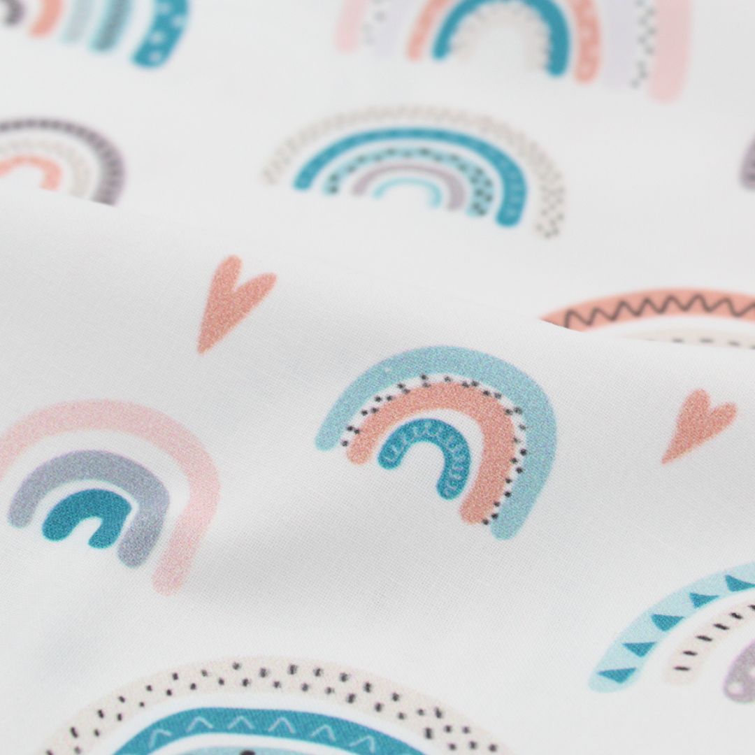Baumwollstoff Regenbögen und Wolken für DIY-Projekte, Turnbeutel, Taschen und Utensilos