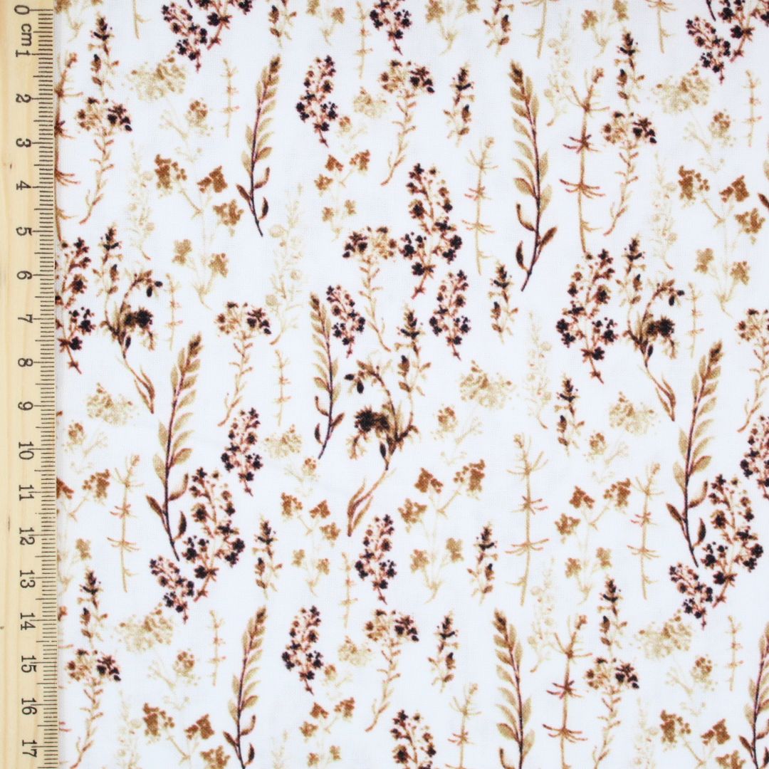 Dekorativer Baumwollstoff Trockenblumen – Stoffballen mit Blumenprint