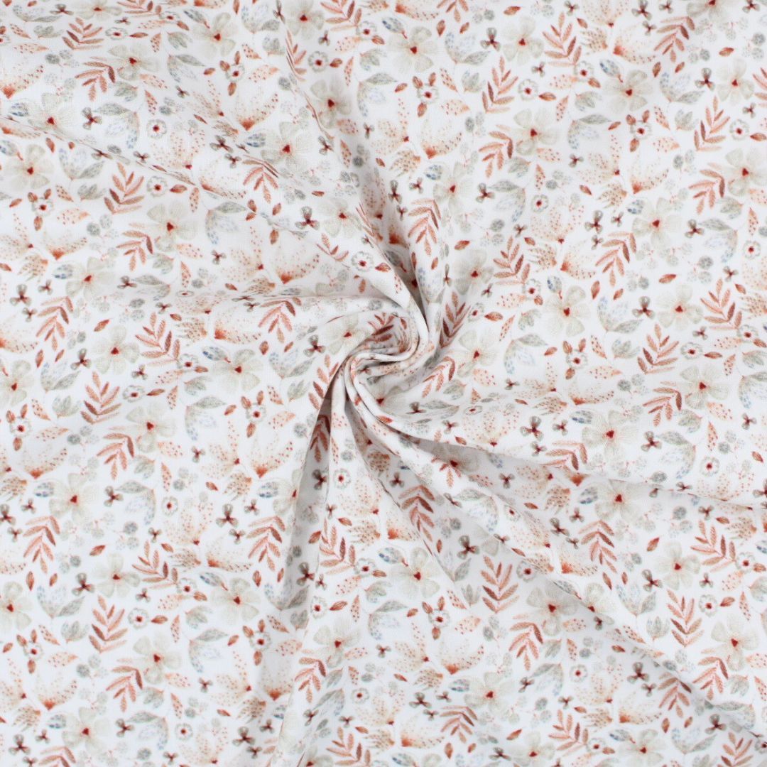 Baumwollstoff Zarte Blümchen mit floralen Pastellmotiven für kreative Projekte