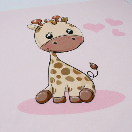 Gefaltetes Baumwollpanel Giraffe Rosa, weicher Stoff für DIY Kissenprojekte