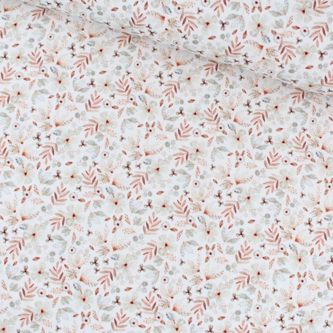 Baumwollstoff Zarte Blümchen Meterware für DIY-Kissen, Decken und Kinderzimmer
