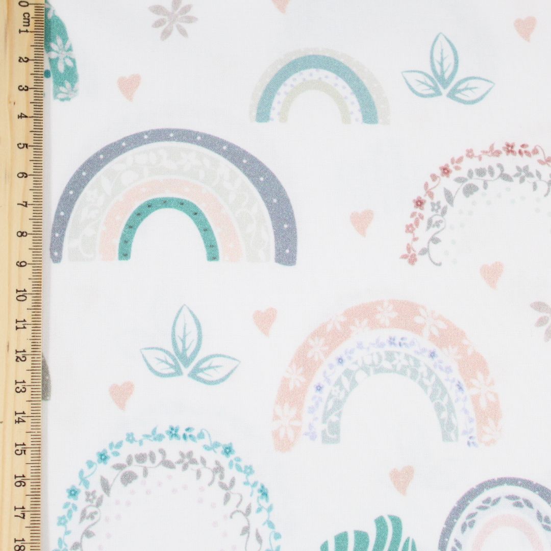 Pastellstoff für Babys und Kleinkinder, florales Regenbogenmuster