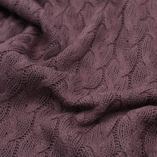 Baumwollstrickstoff mit Zopfmuster | Deep Mauve