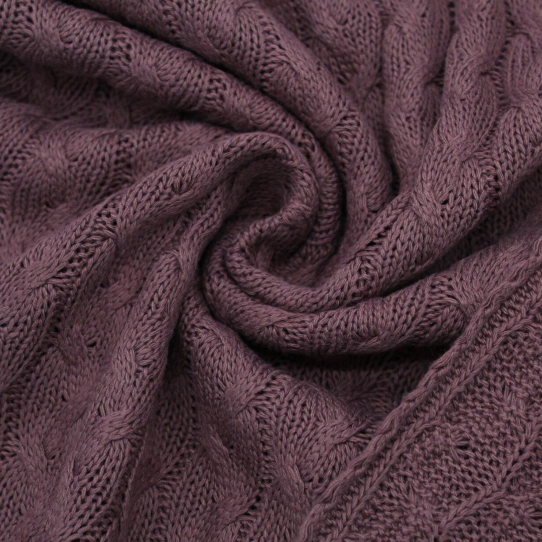 Baumwollstrickstoff mit Zopfmuster | Deep Mauve