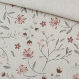 Leinen Optik Stoff Beige mit Blumenmuster Canvas matt 140 cm