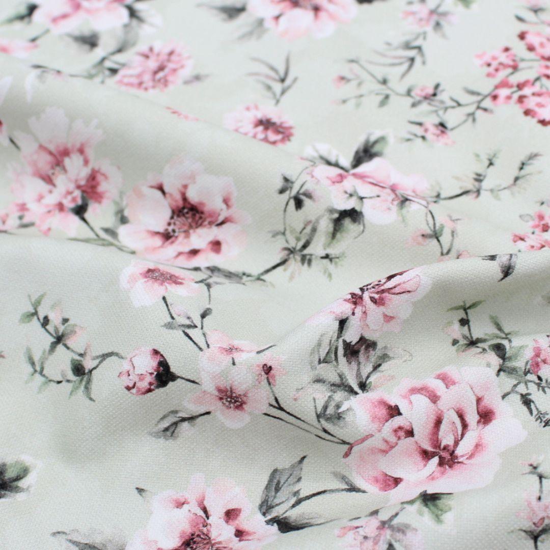 Baumwoll-Dekostoff mit Vintage Blumen Meterware