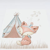 Panel aus Canvas – Fuchs und Zelt | 35x29 cm