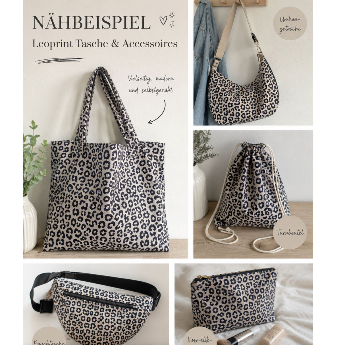Canvas Stoff in Leinen-Optik | Leopardenmuster