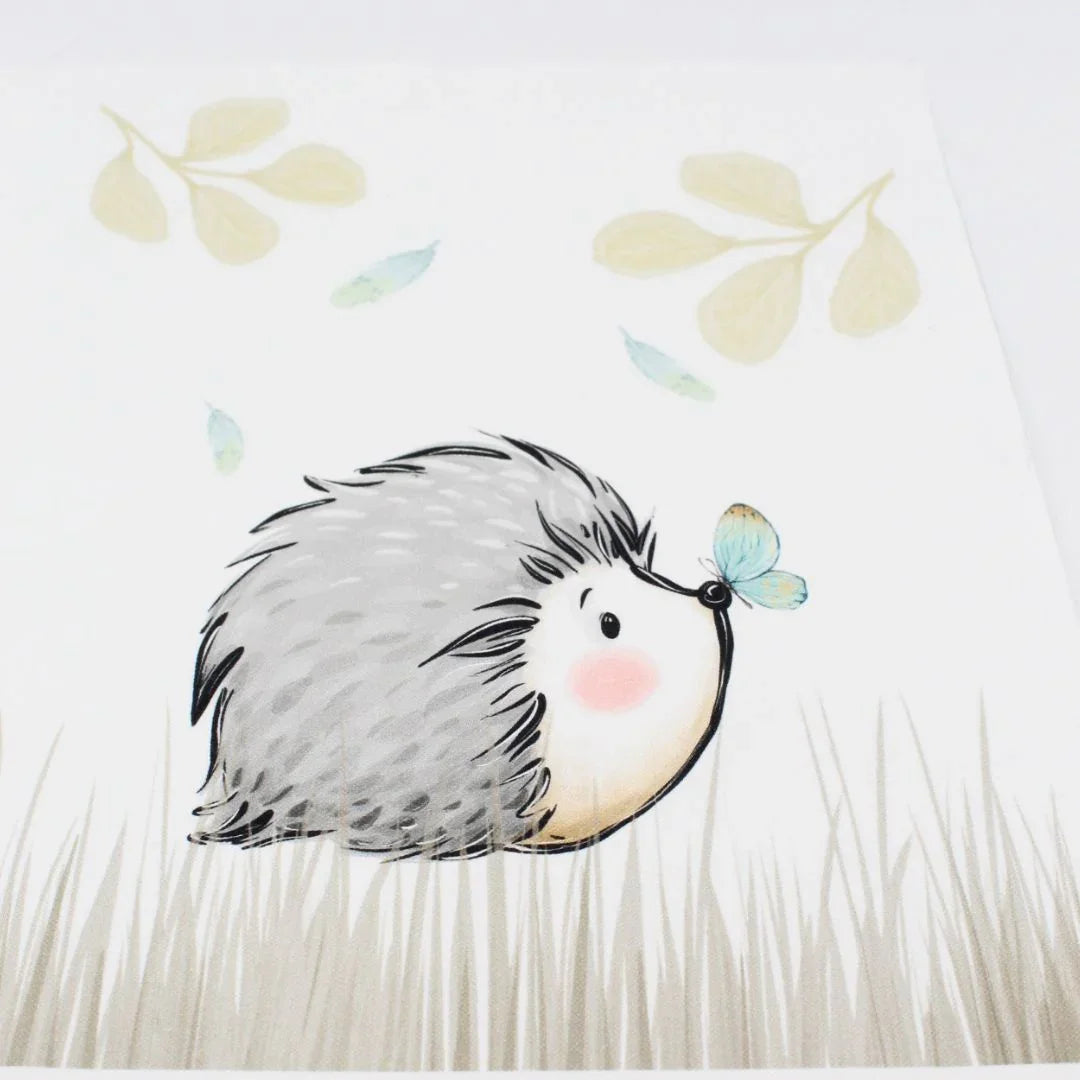 Panel aus Canvas – Igel mit Schmetterling | 39x28 cm