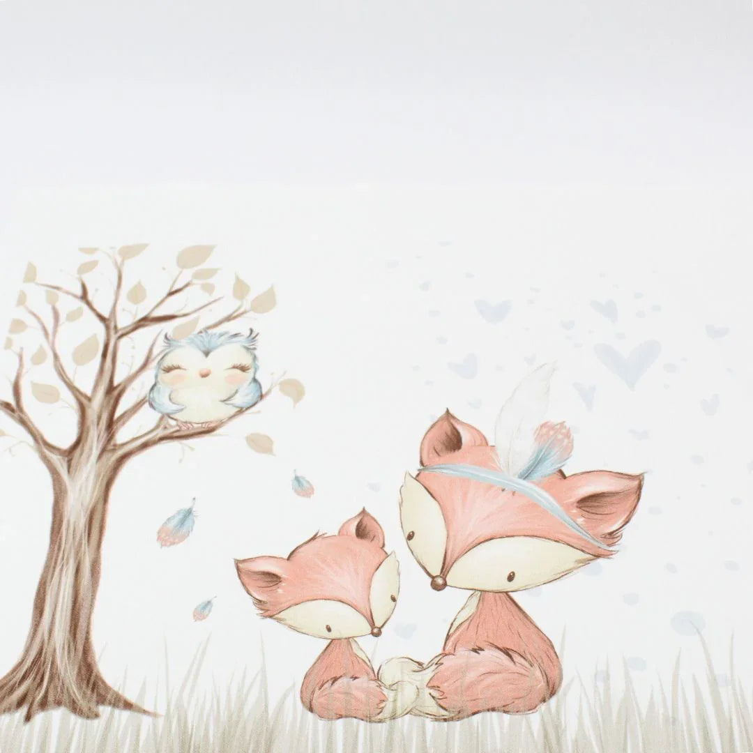 Panel aus Canvas – Zwei Füchse und Eule | 46x38,5 cm