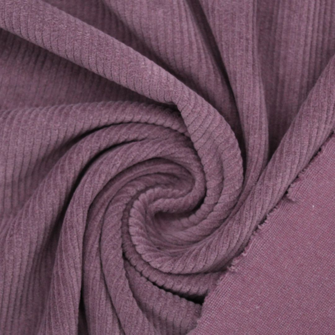 OEKO-TEX zertifizierter Cord Jersey in Mauve, ideal für deine Nähprojekte wie Hosen, Kleider oder Kissenbezüge.